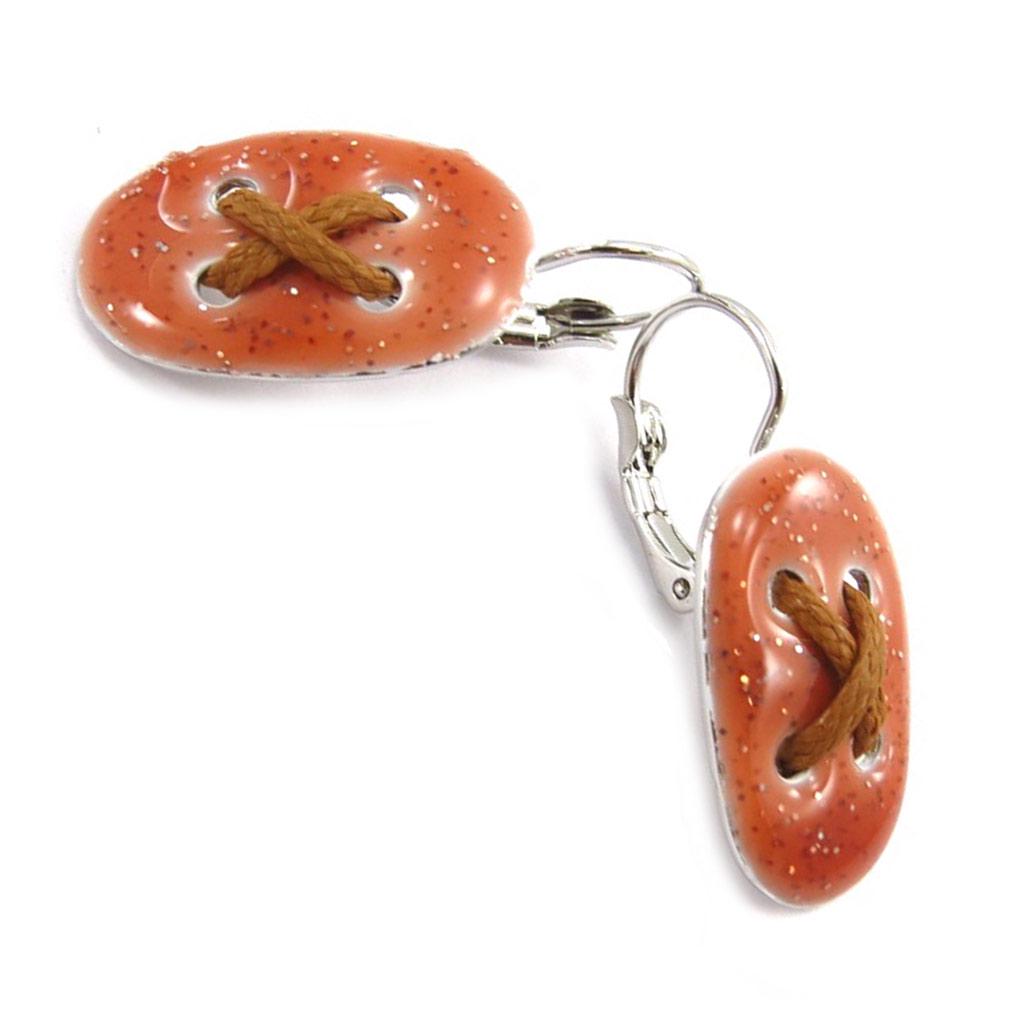 NOA [K1442] - Kolczyki wiszące Projektanta 'Guziki' brązowe