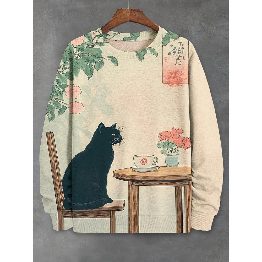 Funny Cat Pattern 3D Printed round-neck sweatshirt Hoodies Long Sleeves Sweatshirts Hip Pop Pullovers Men Women Clothing Tops