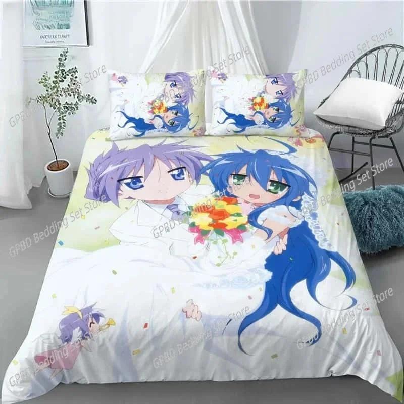 New Lucky Star 3D Print Anime Girl Duvet Cover Set Fashion Bedding Sets Comforter Duvet Cover Pillowcase Home Textiles