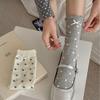 Koreanische Knöchelsocken mit Schleife und Sternen in Grau und Weiß für Frühling/Sommer