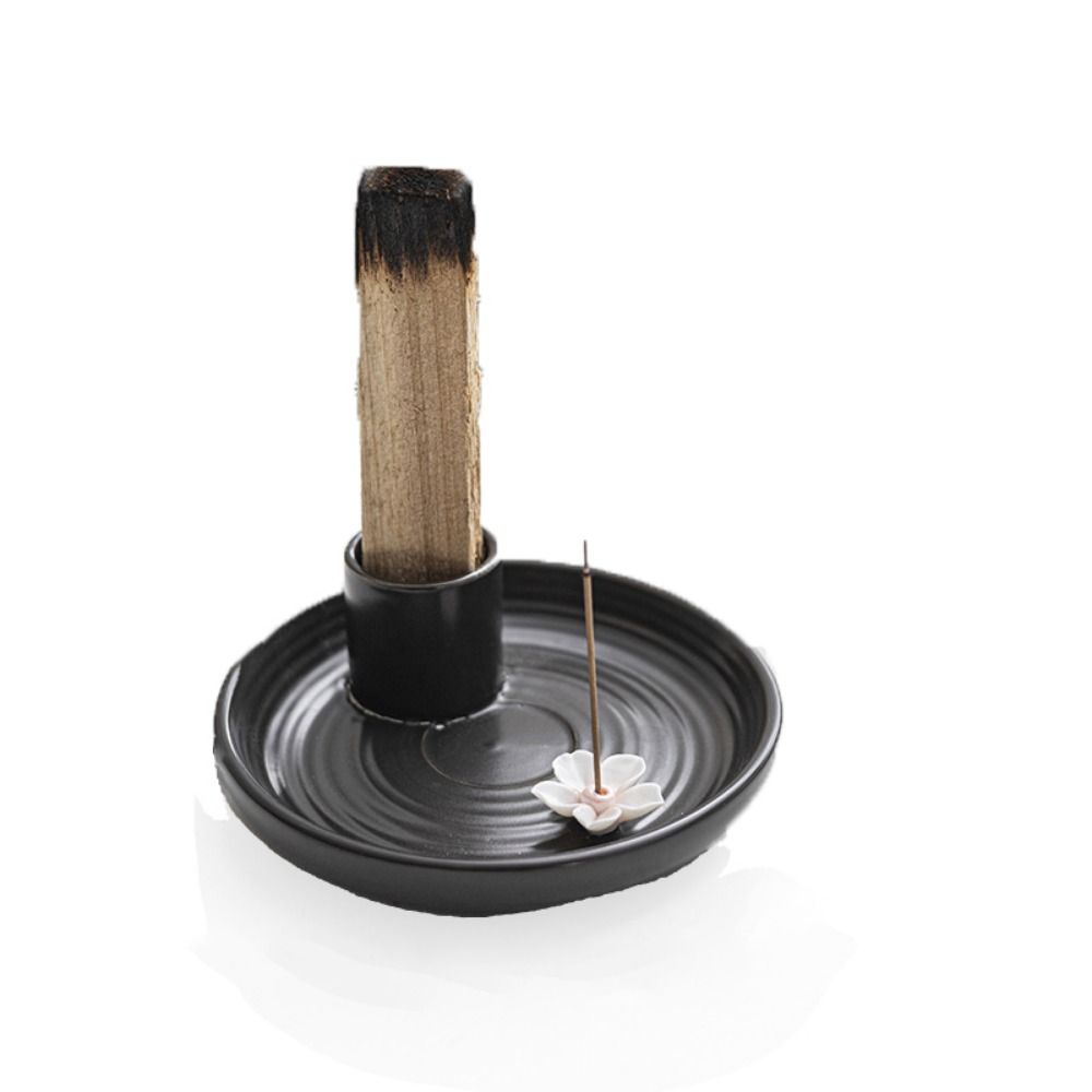 European Style Ceramic Aromatherapy Furnace Simple High-grade Round Sacred Wood Stand Unique Line Incense Holder Outdoor