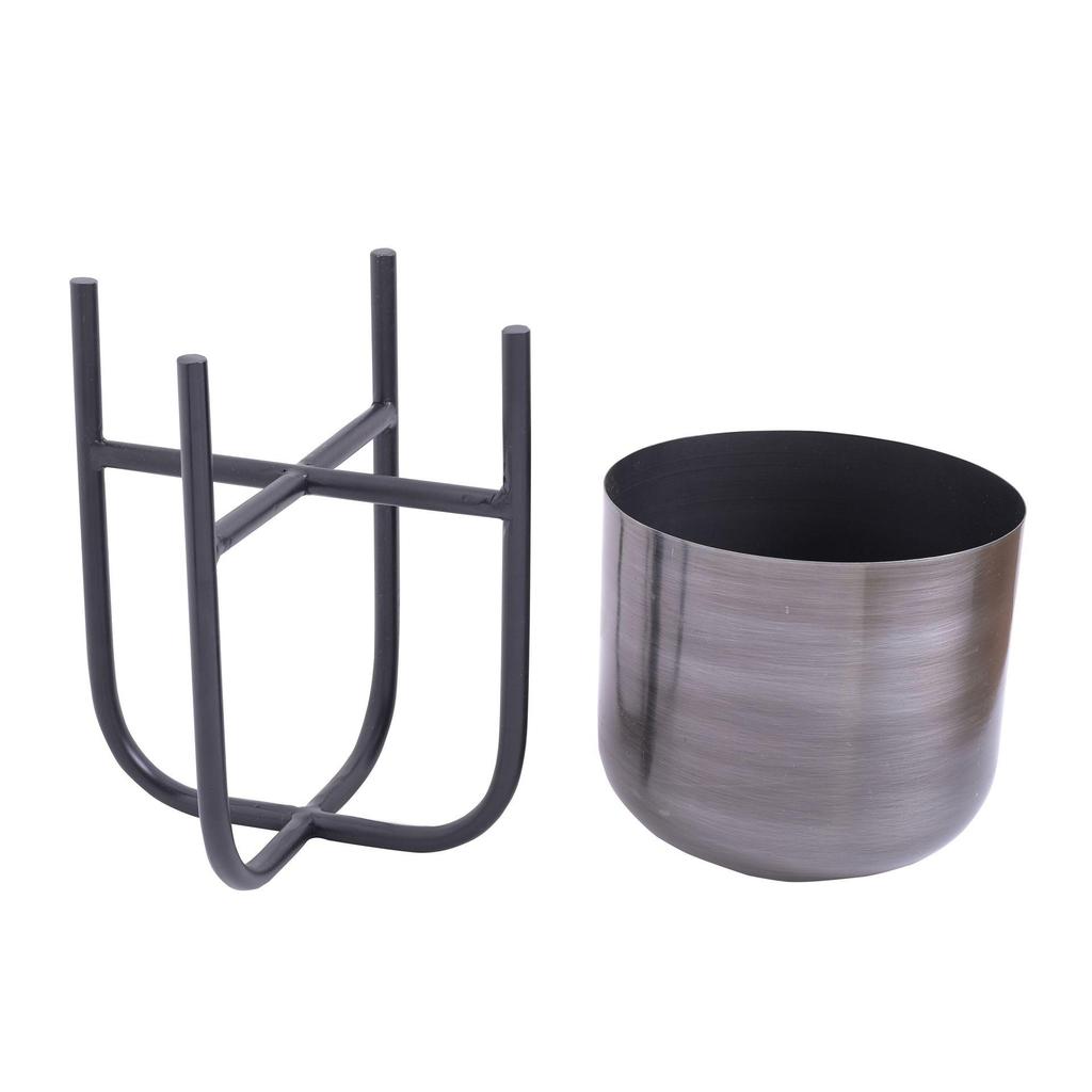 Country Living Set of 3 Iron Planters On Stands Pewter