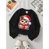 European sizes Christmas Hedgehog Santa Hat Scarf Girls' Fashionable Crewneck Sweatshirt, Western Top, Children's Long Sleeved Casual Tee