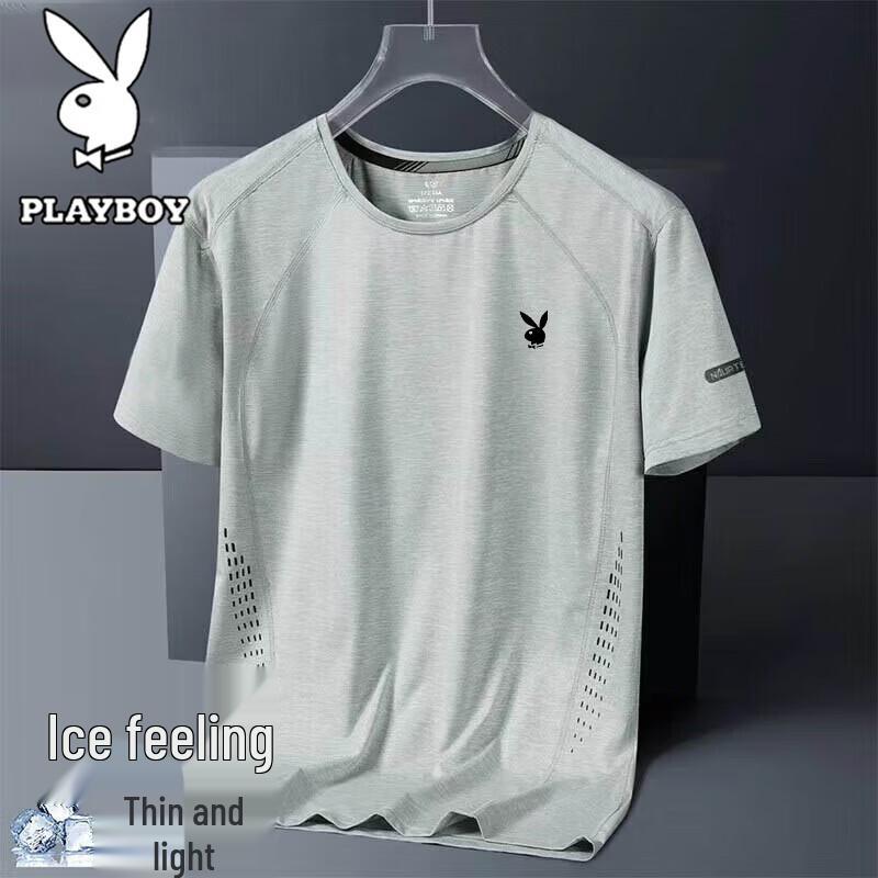 PLAYBOY Men s Ice-Feel Quick Dry Casual Sport T-Shirt 4XL