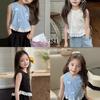 Girls Summer Sweet Bow Tie Splice Lace Sleeveless Crop Vest T Shirt Top