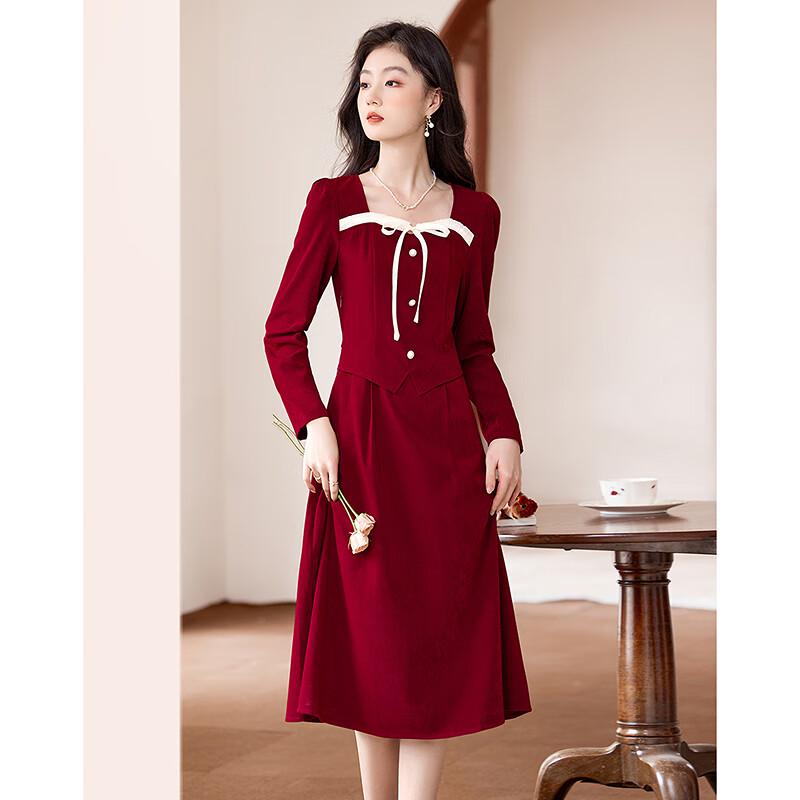 

Женское простое элегантное платье с длинным рукавом, имитирующее костюм-двойку L