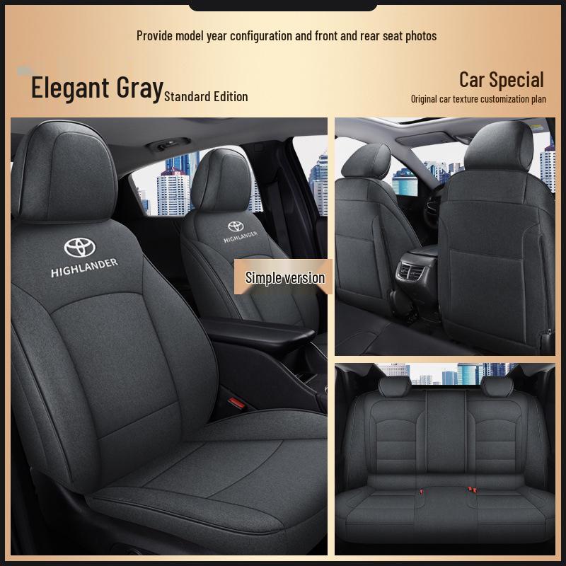 Toyota Highlander All-Season Pure Linen 5-Seat Full Back Wrap Car Cushion with Logo