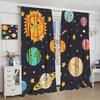 Outer Space Curta,System Universe Knowledge Educational Learning Planet Astronomy Pattern Drapes Window 2 Panel Rod Pocket