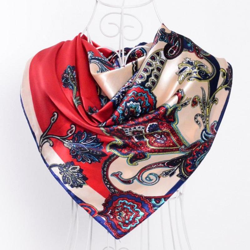 Black Gold Silk Scarves Bufandas Female Scarfs Shawl Fashion Elegant Satin Square Scarves Fall Winter Brand Silk Scarf Hijab