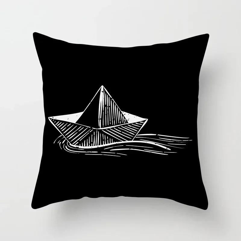 45X45CM ins Nordic modern simple black and white wind pillowcase sofa office seat car cushion cover home decoration