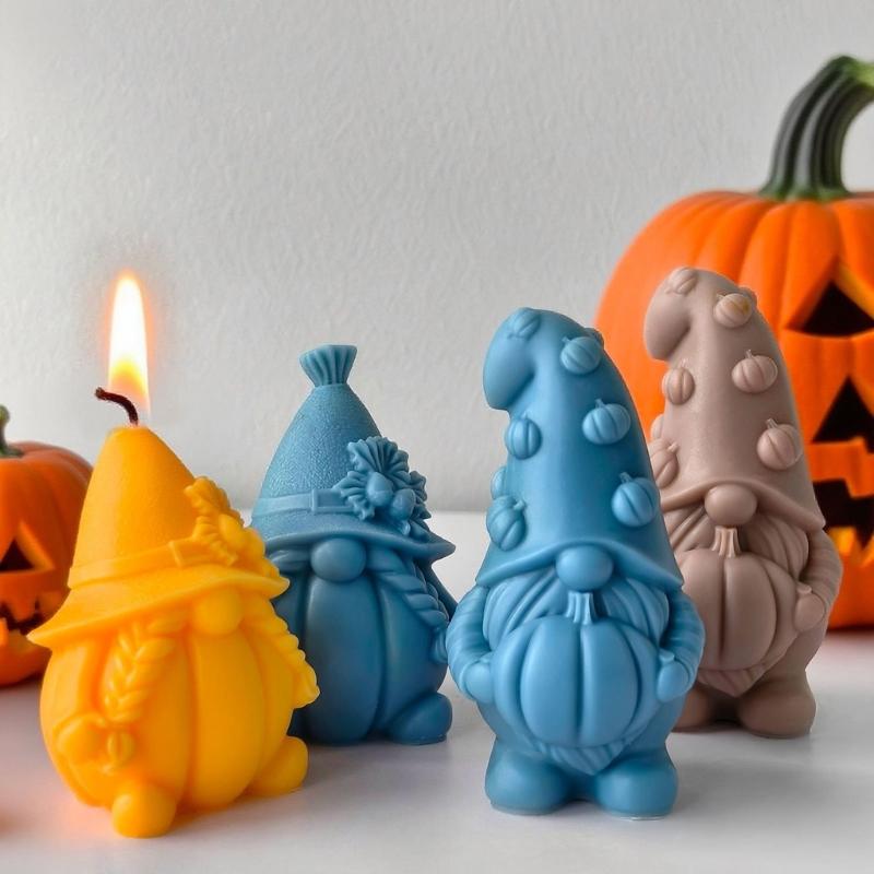 Food Grade Silicone Pumpkin Gnome Candle Molds Handmade Moulds Suitable for Crafts Resin Casting and Soap Making