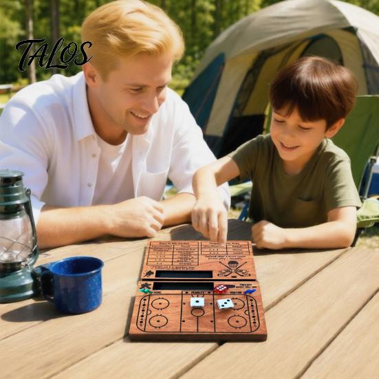 Wooden Hockey Dice Game, Family Night Party Hockey Tabletop Game with Dice & Pegs, Competitive Hockey Board Game for Kids, Teen, Adults