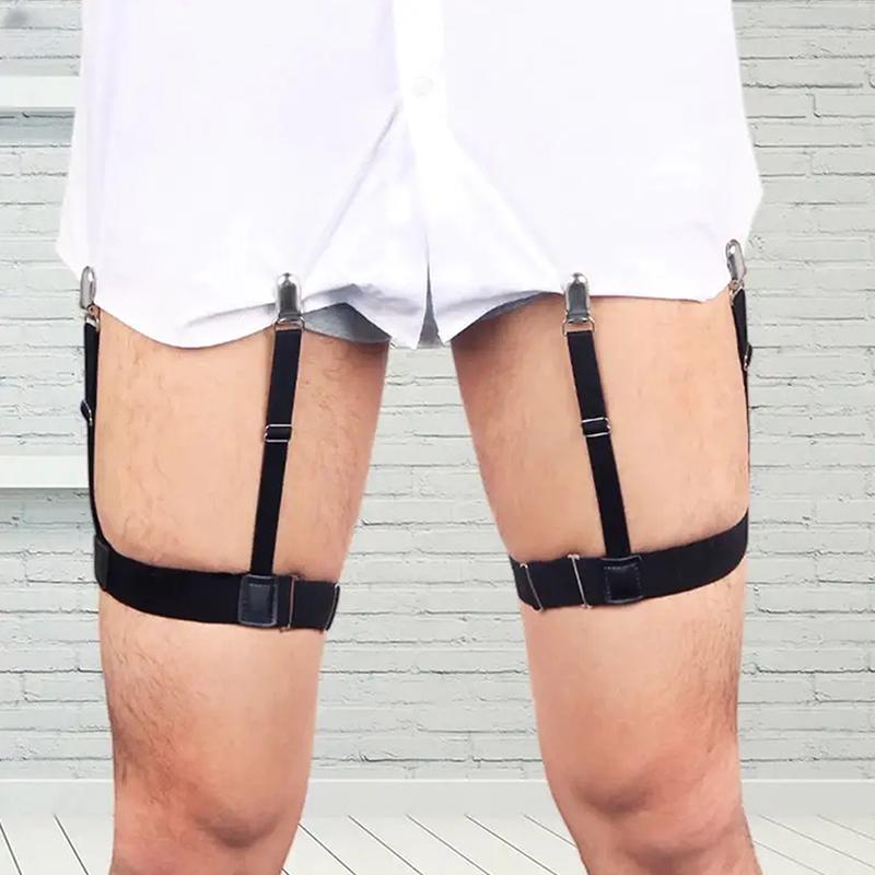 Men Fashion Elastic UniformShirt Braces Shirt Stay Belt With Non-slip Locking Clips Gentleman Leg Thigh Suspender Garters Strap