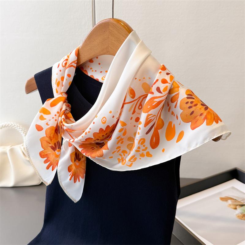 70cm Square Printed Designer Women Scarf Silk Satin Scarves Shawl Headband Hijab Bandana Wrap Bufanda Lady