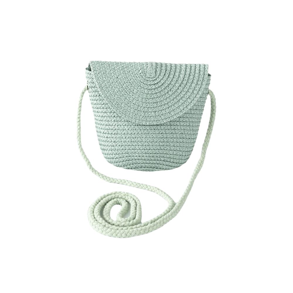 Pure Color Children Straw Bag Handmade Rattan Bag New Handwoven Beach Bag  Women