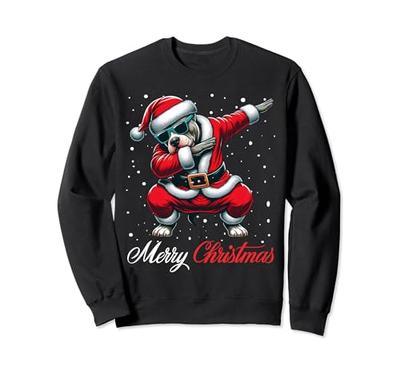 Sweatshirt Joyeux Noël Dabbing Pitbull Chien Fête Garçons Filles Enfants