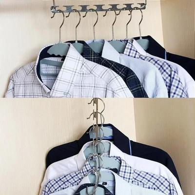 Multifunctional Space Saving Metal Hangers with Magic Hook 6 Holes Clothing Wardrobe Organize Hanger Holder Tools