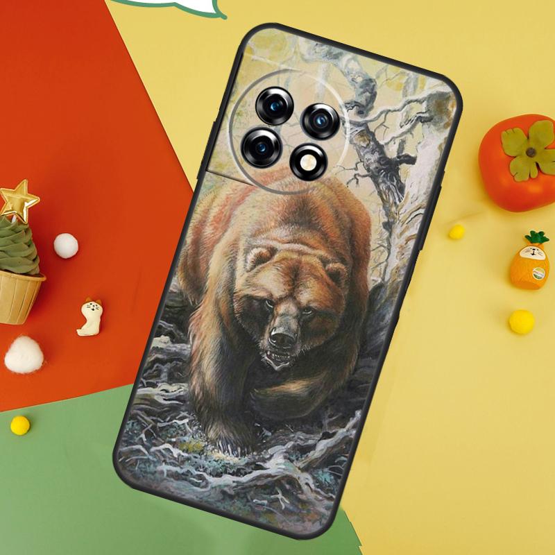 Cute Grizzly Bear Case For OnePlus 15 12 12R 13T 13R 13 11 9 10 Pro 10T 8T Nord 5 CE 2 3 4 Lite N20 N30 Cover