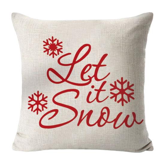 

45x45CM Christmas Pillow Cover Merry Xmas Snowflake Letter Print Throw One Size E