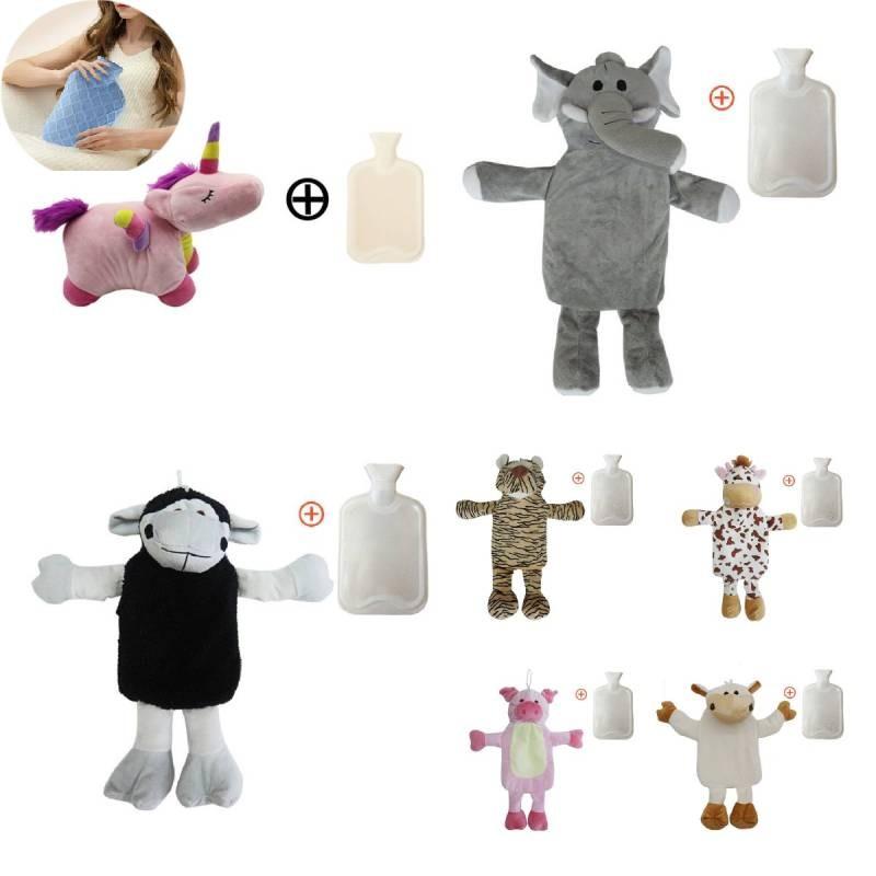 Water Hot Bottle With Plush Cover Soft Fluffy Monkey Unicorn Rubber Hand Warmer