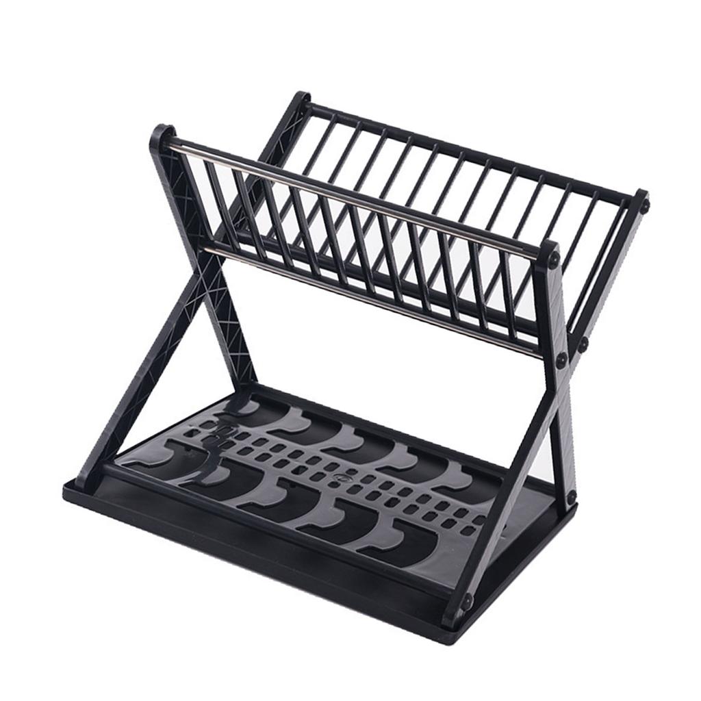 Double Layer Bowl Rack Multifunctional Dish Drying Rack Stainless Steel Dish Drainer for Kitchen Counter