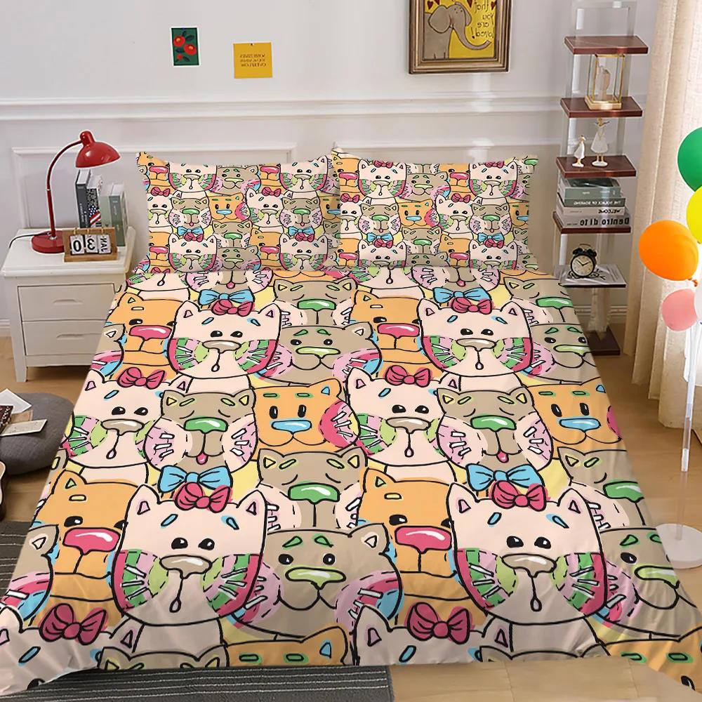 Cartoon Cute Animals Duvet Cover Colorful Lovely Comic Duck Polyester For Kids Boy Girls For Bedroom Decoration Queen King Size