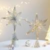 4-Piece Christmas Tree Ornament Set with 30cm Gold or Silver Star Tree Topper and Glowing Snowflake Decoration