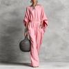 Spring New Women's Clothing, European and American Jumpsuits, Commuting High Waist Solid Color Wide Leg Horn Sleeve Jumpsuit