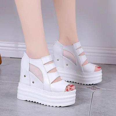 2025 Summer Wedding Banquet Ladies High Heel Thick Sole 12cm Cool Boots Muffin Bottom Fish Mouth Shoes