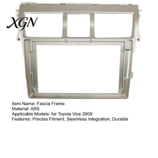 Automotive Interior Upgrade 9 Inch Car Radio Fascia Frame for Toyota Vios 2008, Center Console Dashboard Navigation Panel Frame, Stereo Install Bezel