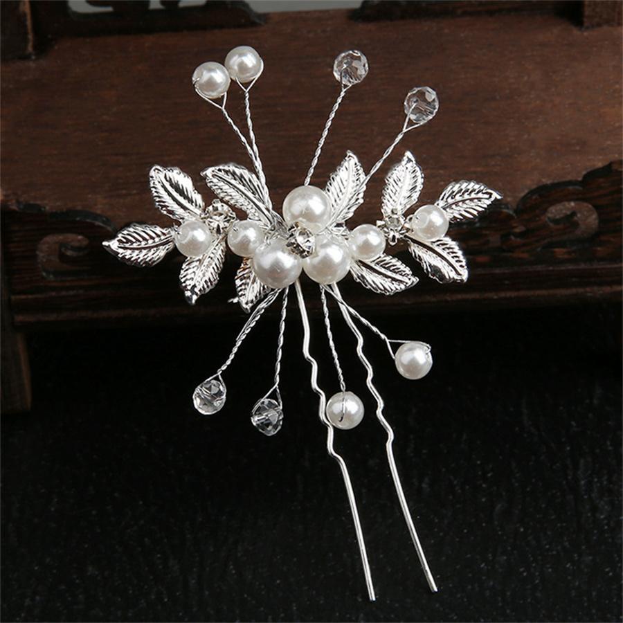 New Elegant Pearl Crystal Hairpin Wedding Bridal U-shaped Metal Hair Comb Forks for Women Hairstyle Clips Jewelry Accessories