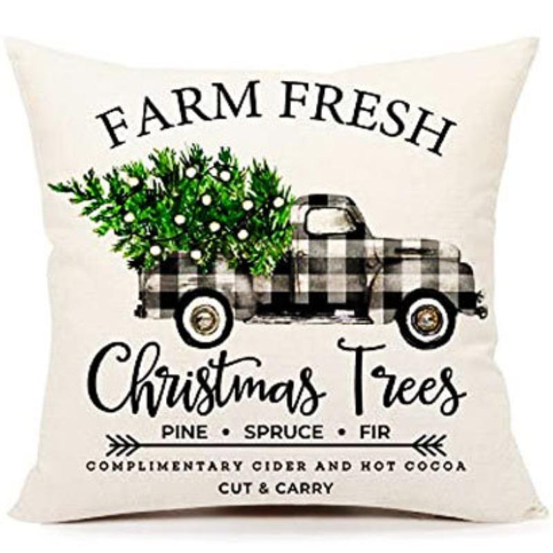 Christmas Pillow Cover Linen Printed Home Sofa Cushion Cover Living Room Bedroom Pillow Cover