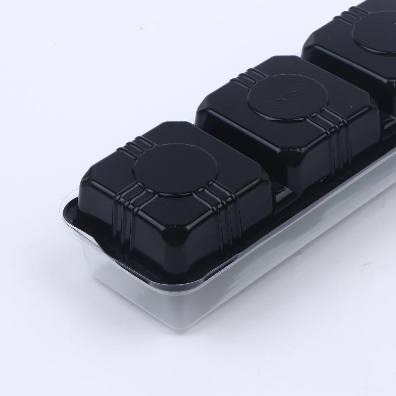 50Pcs Black 3 Grid Pastry Packaging Box With Lid Cake Roll Pastry Takeaway Freshness Boxes Food Grade Baking Dessert Case