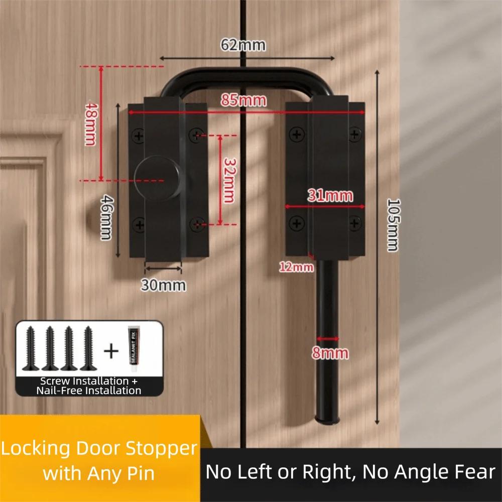 Durable Stainless Steel Door Latch Lock Silver,Black Non Perforated 90/180 Degree Gate Latch Safety Thickened Door Buckle Fences