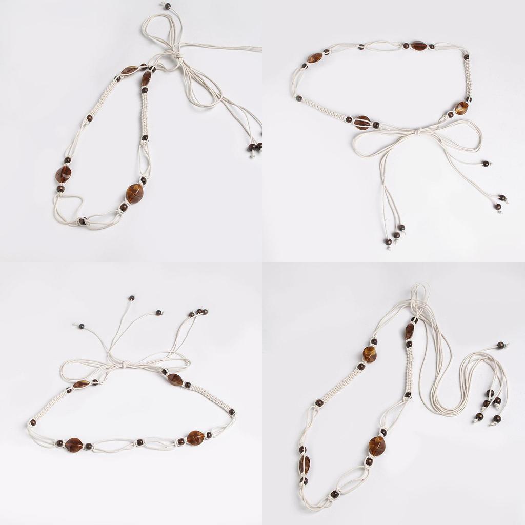 Ethnic Style Handcrafted Waist Rope With Wooden Accents For Boho Summer Fashion