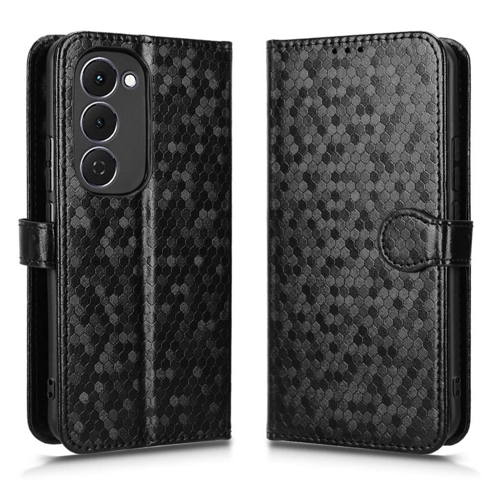For TECNO Spark 40 Pro+ 4G Wallet Case Dot Pattern Imprint PU Leather Phone Cover with Wrist Strap