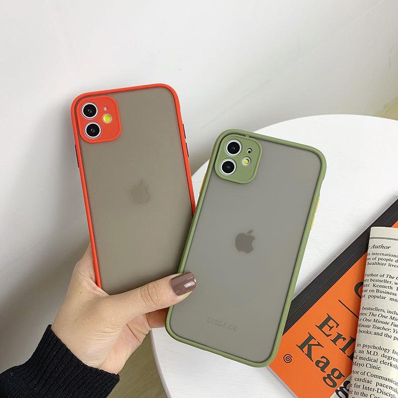Simple Matte Contrasting Frame Skin Feeling Case 12 Mobile Phone Case 11Pro/Max/XR Silicone/8plus Women's Anti-drop