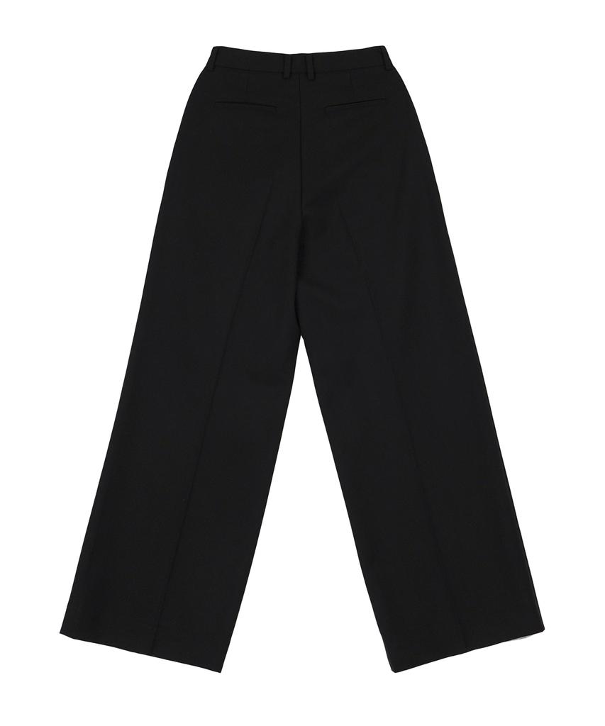 HARDCORE HAPPINESS Classic Single-Pleat Maxi Wide Slacks_Black