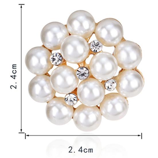 Flower Rhinestone Imitation Pearl Brooch Pin DIY Bridal Wedding Bouquet Decor