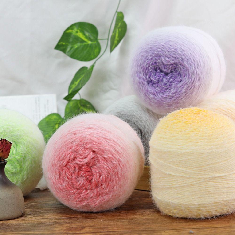 200g/ Roll Durable Gradient Color Wool Yarn Multicolor Handmade Long Velvet Yarn DIY Soft Knitting Yarn for Blanket Scarf