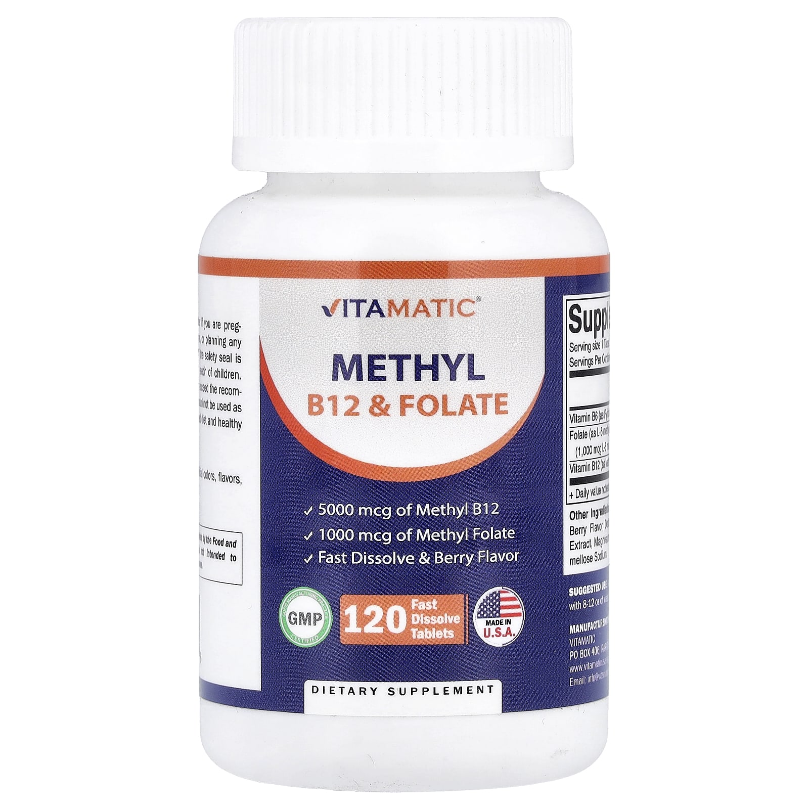 

Vitamatic, Methyl B12 and Folic Acid, Berry, 120 Rapid-Dissolving Tablets