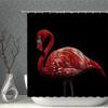 Pink Flamingo Shower Curtain Waterproof Fabric Black Background Tropical Plant Flamingos Print Bathroom Curtains Set Bath Screen
