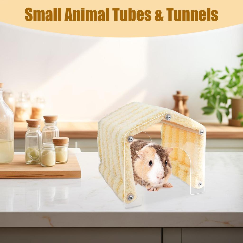 Bunny Tunnel Space-Saving Cage Decor Animal Tunnel With Acrylic Door For Hedgehog Chinchilla Hamster Chewing Resting Playing