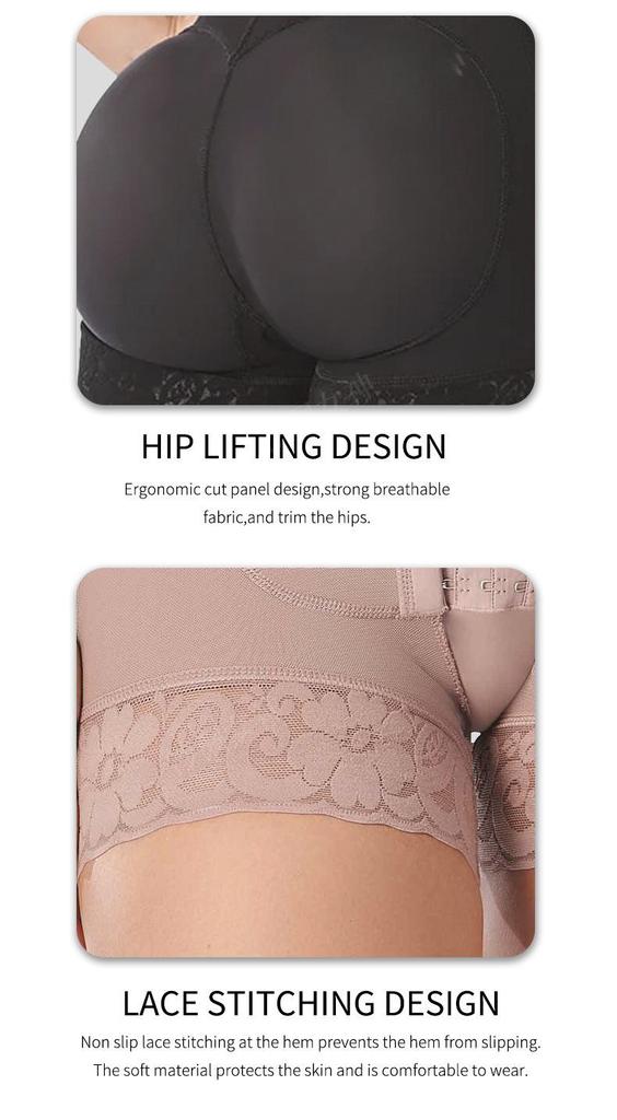 Plus Size European & American Shaping Bodysuit: Chest Support, Crotchless, Four-Row Hook, Strong Compression for Slimming