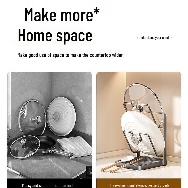 Multifunctional Kitchen Countertop Pot Lid and Cutting Board Rack