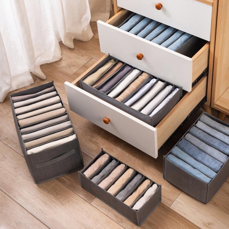 Space Saving Pants Storage Box Durable Non Woven Fabric Pants Organizer Wardrobe Clothes Storage Container for Home