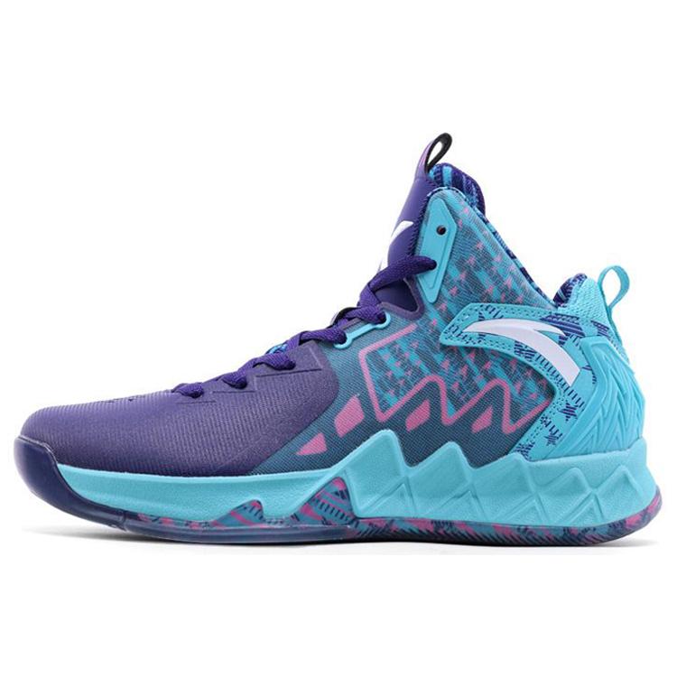 Anta KT2 Anti Slip Wear Resistant High Top Basketball Shoes Purple Pink Blue