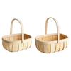 Reinforced Handle Organizer Handmade Woven Wood Storage Basket, Oval with Handle, Portable Food Serving Tray Large Capacity Bin for Kitchen