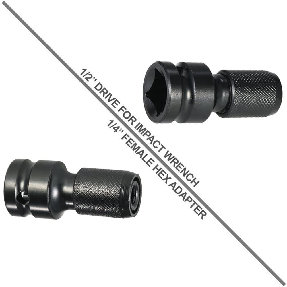 Quick Release 1/2-Inch Square Drive to 1/4-Inch Hex Female Socket Adapter Converter Chuck Adaptor for Impact and Ratchet Wrenche