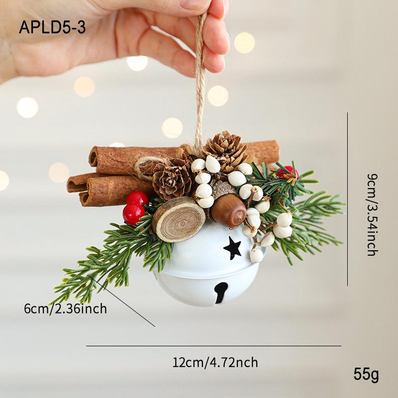 Festive Christmas Antler & Bell Ornaments with Bow & Pine Cone Accents for Tree & Window Decor.